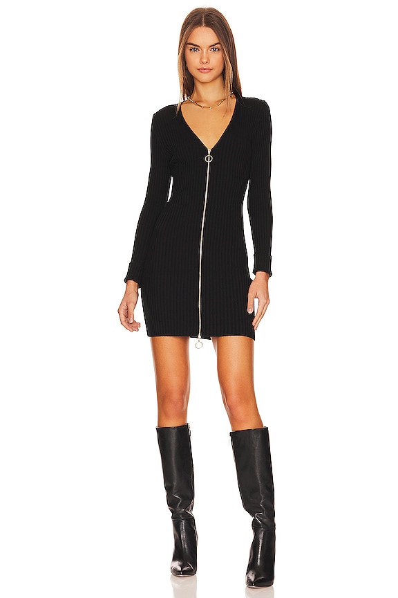 view 1 of 4 Merino Rib Zip Mini Dress in Black