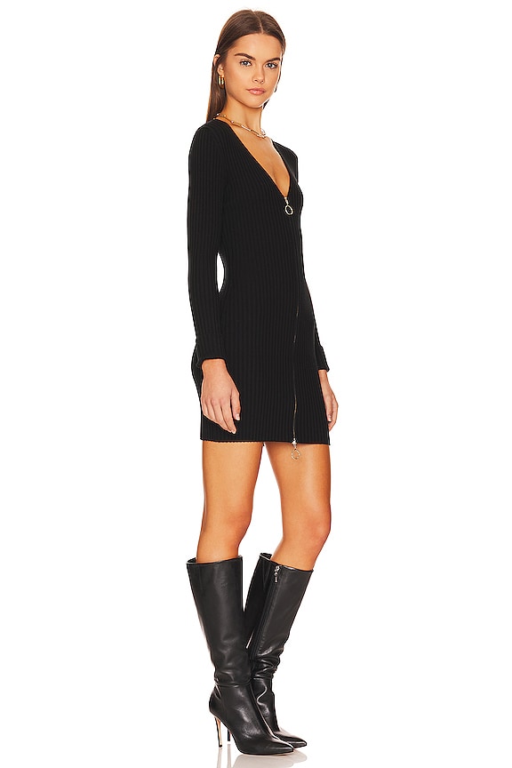 view 2 of 4 Merino Rib Zip Mini Dress in Black