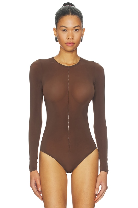 view 2 of 6 Crystal String Bodysuit in Umber & Jet Nut