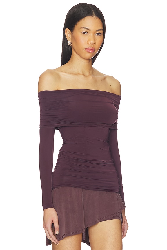 view 2 of 4 Sheer Drape Top Long Sleeves in Wild Plum