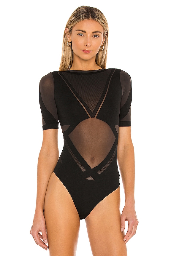 view 2 of 5 x Adidas Sheer Motion Bodysuit in Black & Nearly Black