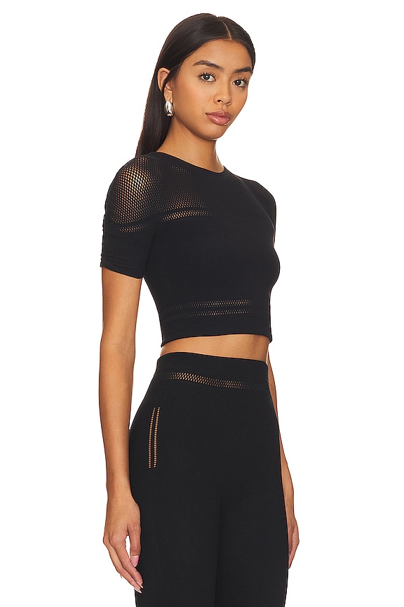 view 2 of 4 Net Lines Top Short Sleeves in Black