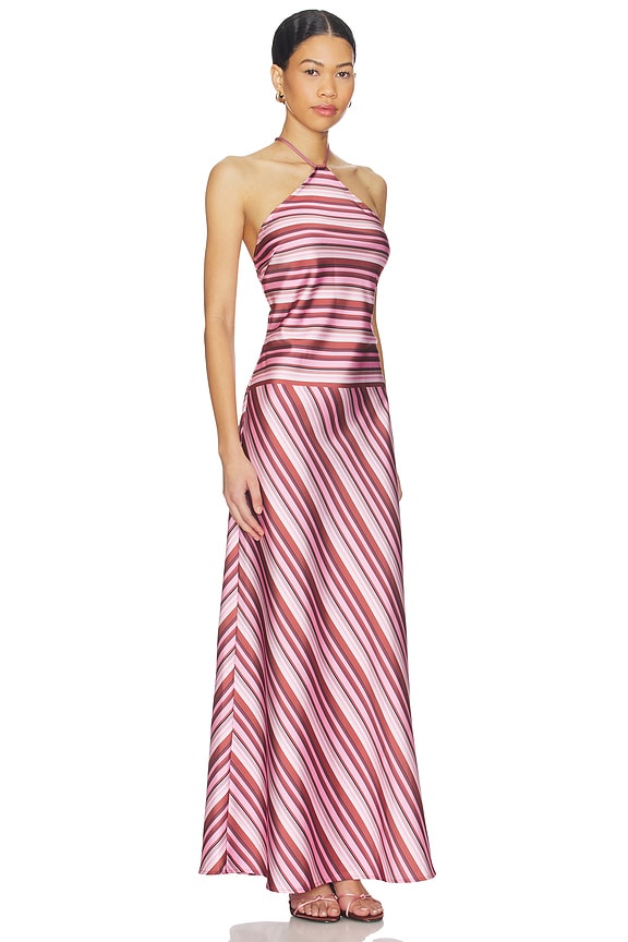 view 2 of 4 Halter Maxi Dress in Magenta Stripe