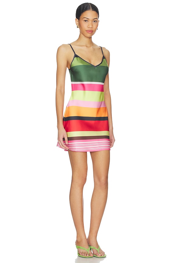 view 2 of 3 Bias Mini Dress in Emerald Stripe