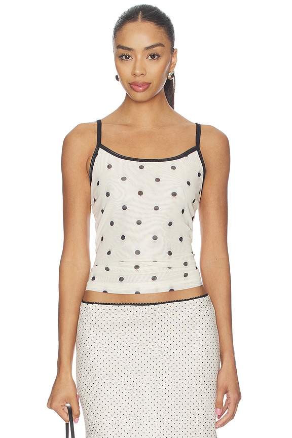 view 1 of 4 Mesh Camisole Top in Ivory Polka