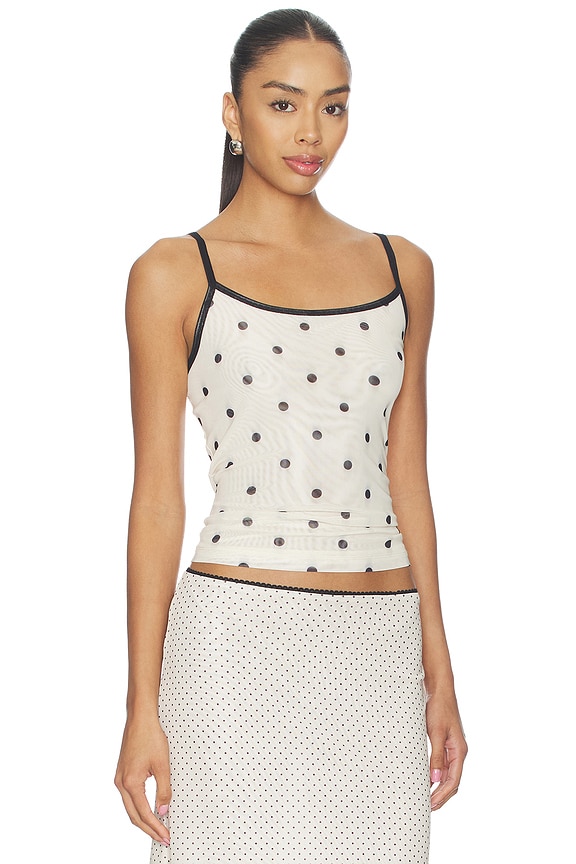 view 2 of 4 Mesh Camisole Top in Ivory Polka