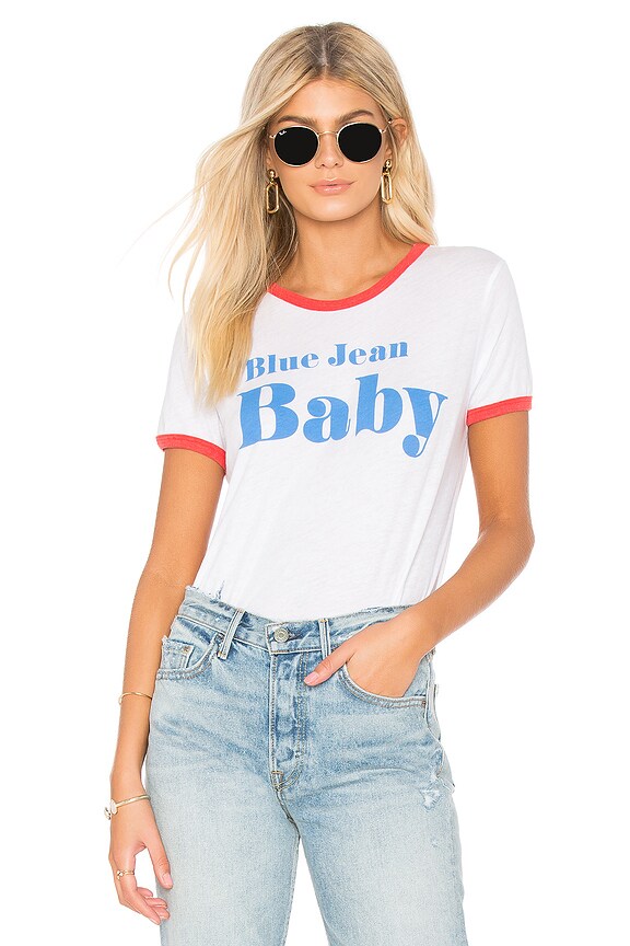 view 1 of 4 Blue Jean Johnny Ringer Tee in Clean White