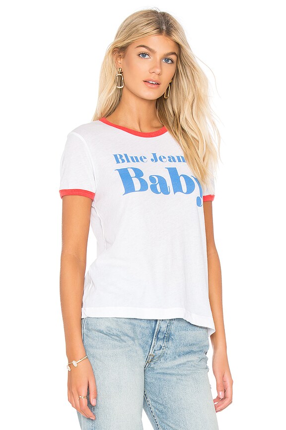 view 2 of 4 Blue Jean Johnny Ringer Tee in Clean White
