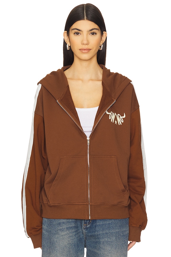 view 2 of 4 Genuine Luck Zip Up Hoodie in Brown