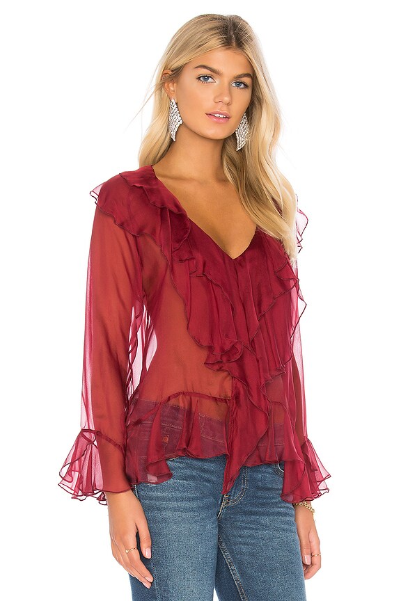 view 2 of 4 Waterfall Silk Top in Wine
