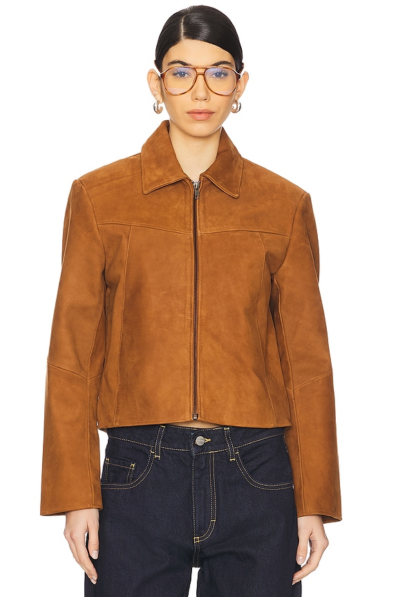 view 2 of 5 Ava Suede Jacket in Cognac