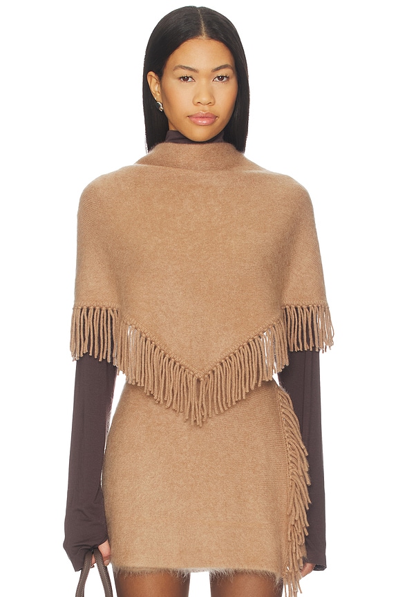 view 2 of 2 Brushed Cashmere Fringe Scarf in Caramel