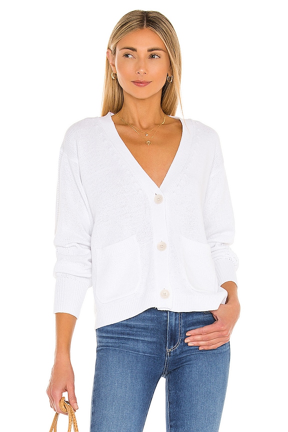 view 1 of 4 Recycled Cotton Patch Pocket Cardigan in White