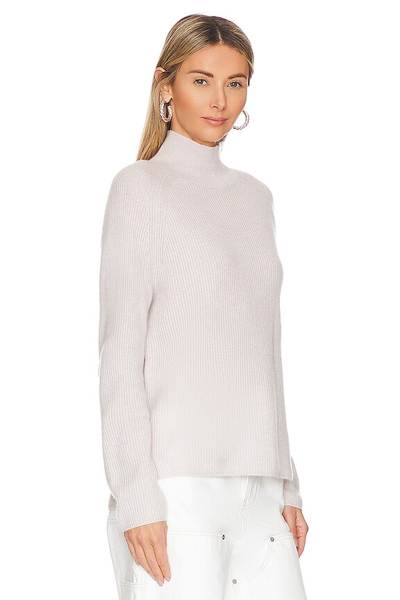 view 2 of 4 Cashmere Ribbed Standneck in Parchment Heather