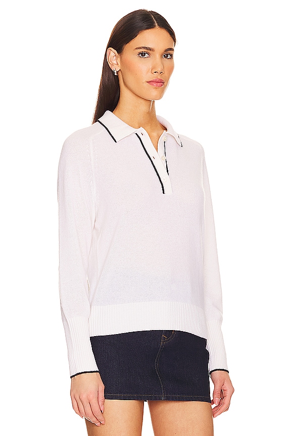 view 2 of 4 Cashmere Polo in Soft White & Black