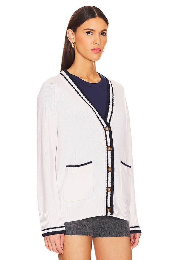 view 2 of 4 VARSITY カシミアカーディガン in Soft White & Navy