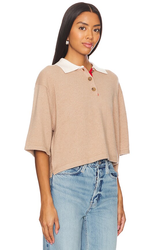 view 2 of 4 Cashmere Cropped Polo in True Camel Combo
