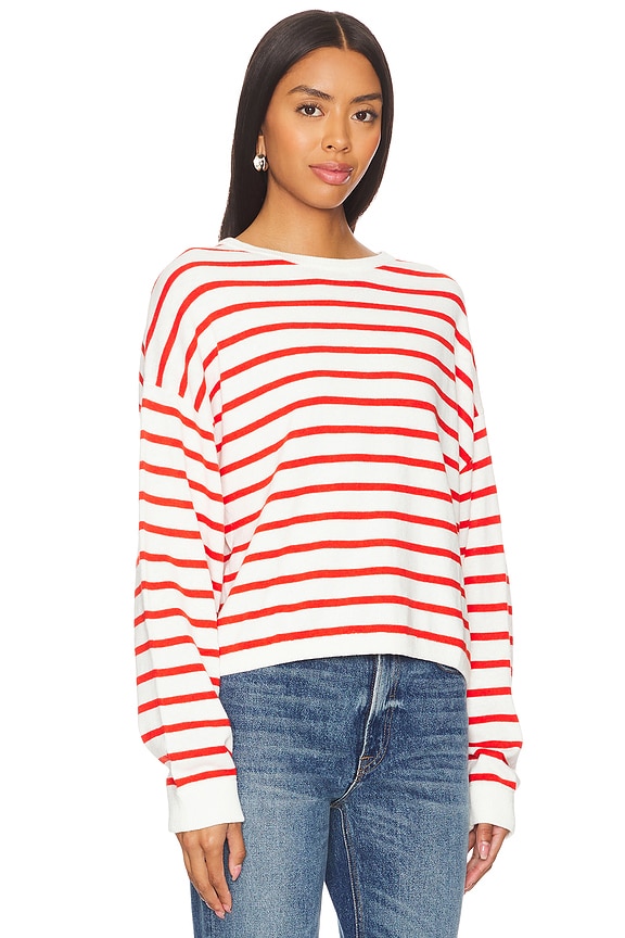 view 2 of 4 SWEAT COTTON BLEND DROP SHOULDER in White & Tomato