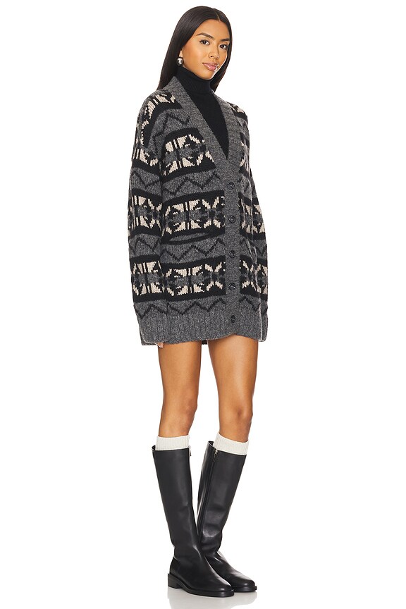 view 2 of 3 PLUSH ALPACA BLEND FAIR ISLE 가디건 in Grey Combo