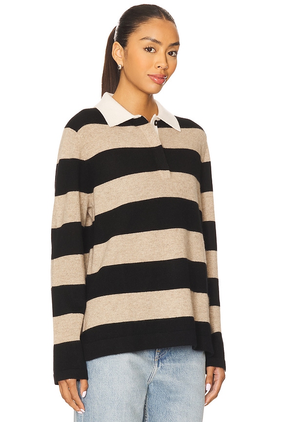 view 2 of 4 Cashmere Rugby Stripe Polo in Taupe/black