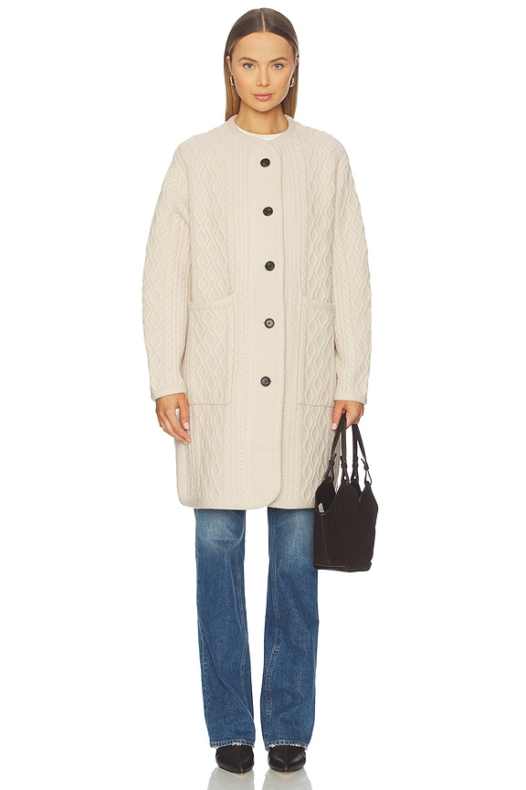 view 2 of 4 Merino Luxe Cable Coat in Honey Cream