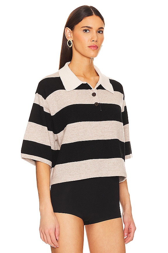 view 2 of 4 УКОРОЧЕННЫЙ ПОЛО ИЗ КАШЕМИРА in SANDWISP/BLACK