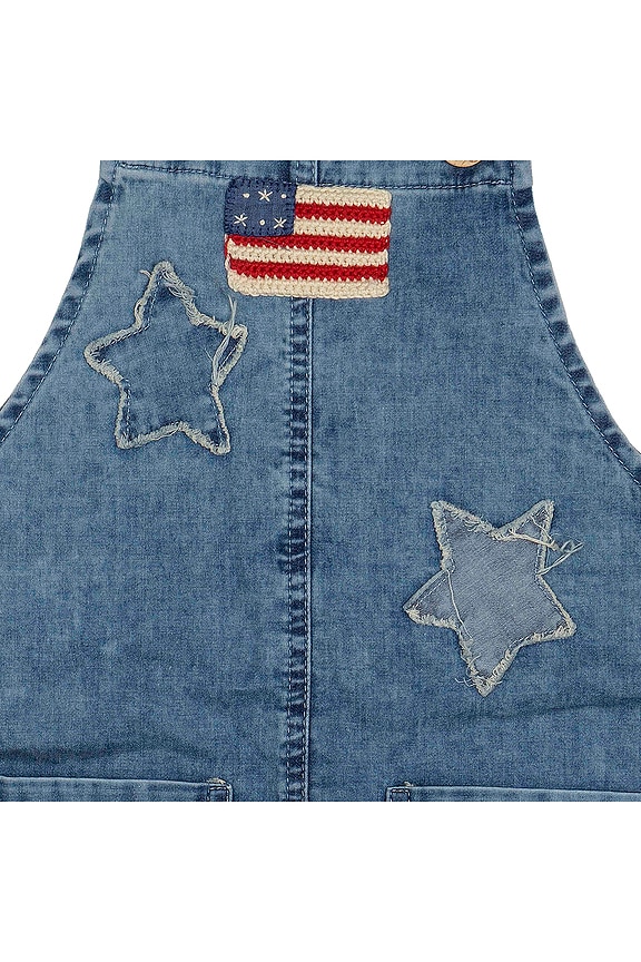 view 2 of 2 Kids Overalls in American Flag Denim