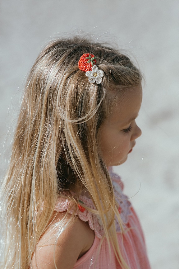 view 2 of 3 Kids Crochet Clip Set in Strawberry Daisy