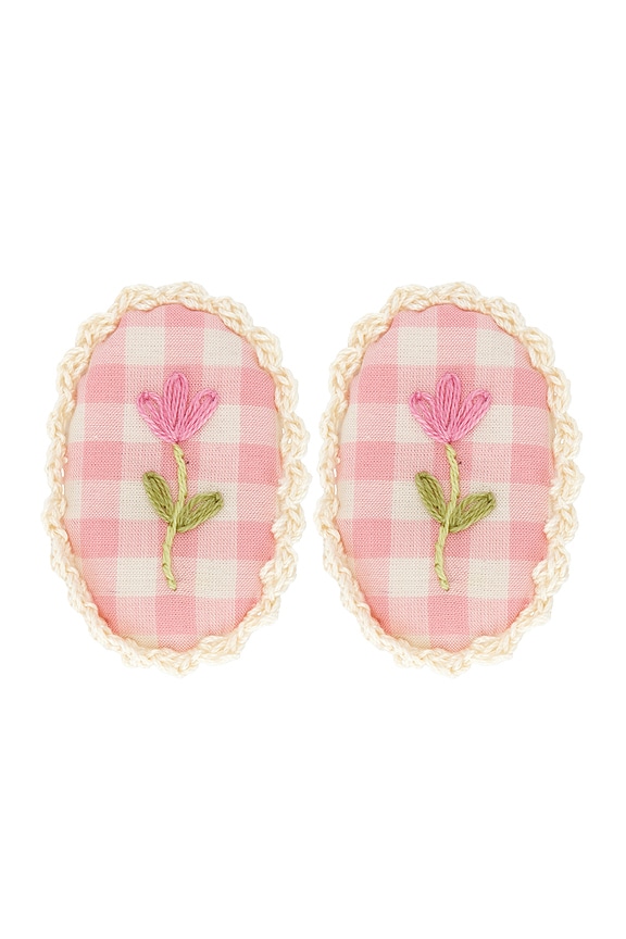 view 1 of 2 Crochet Clip Set in Pink Gingham