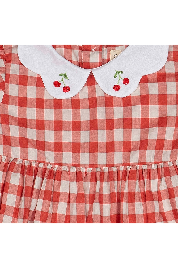 view 2 of 5 Kids Scallop Dress in La Cerise Red Gingham