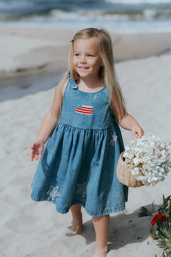 view 2 of 4 Kids Piper Dress in American Flag Denim