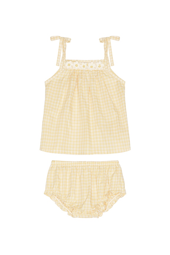 view 1 of 2 Crochet Daisy Set in Yellow Gingham