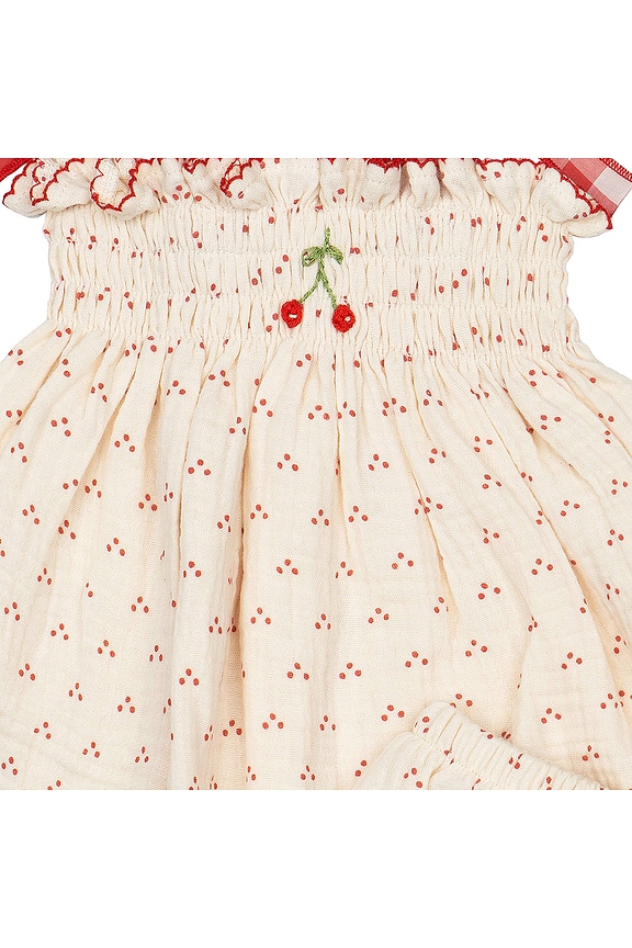 view 2 of 11 Embroidered Smock Set in Red Dot Cherry