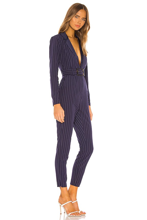 view 2 of 3 Blazer Jumpsuit in Pin Stripe Navy