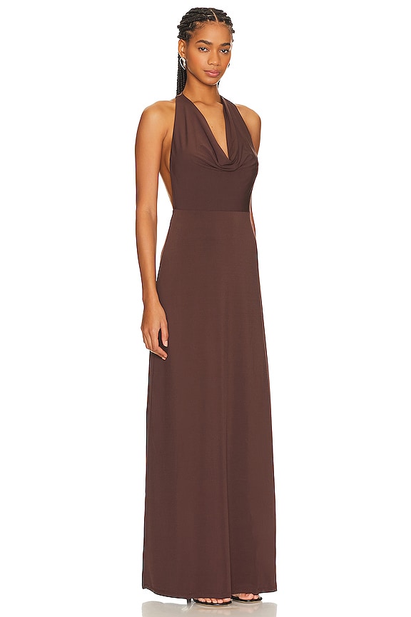 view 2 of 3 Cowl Halter Maxi Dress in Umber
