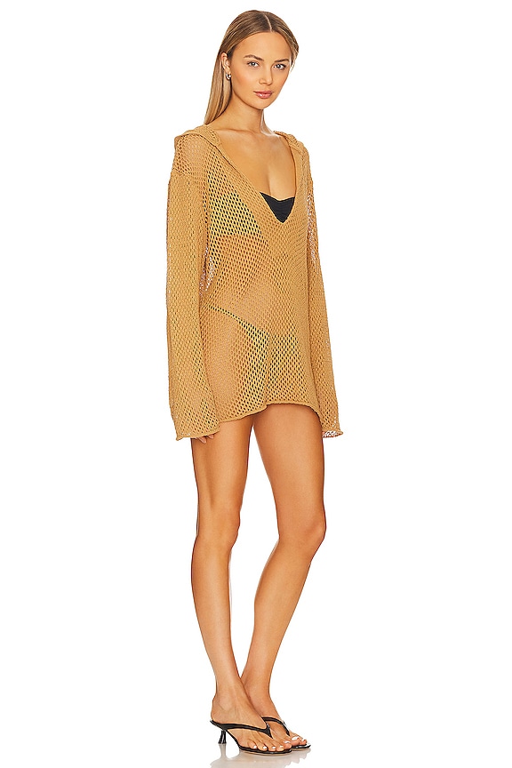 view 2 of 3 Crochet Hooded Caftan in Suede