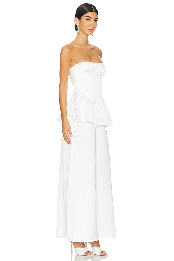 view 2 of 3 Corset Peplum Maxi Dress in White
