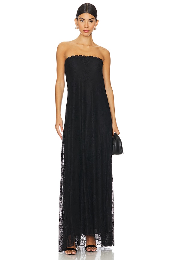 view 2 of 4 Strapless Lace Maxi Dress in Black