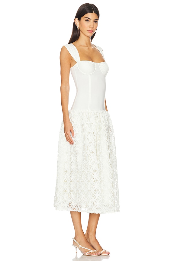 view 2 of 4 Corset Lace Skirt Midi Dress in Ivory