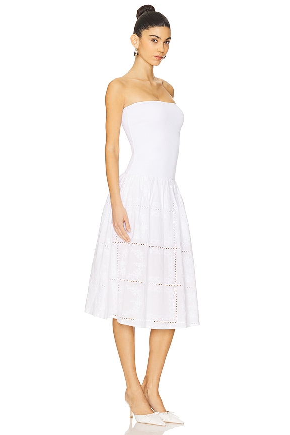 view 2 of 3 Ribbed Cotton Midi Dress in White Multi