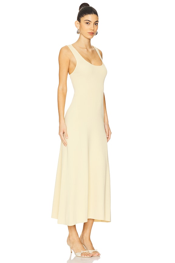 view 2 of 3 Ruched Strap Midi Dress in Wheat