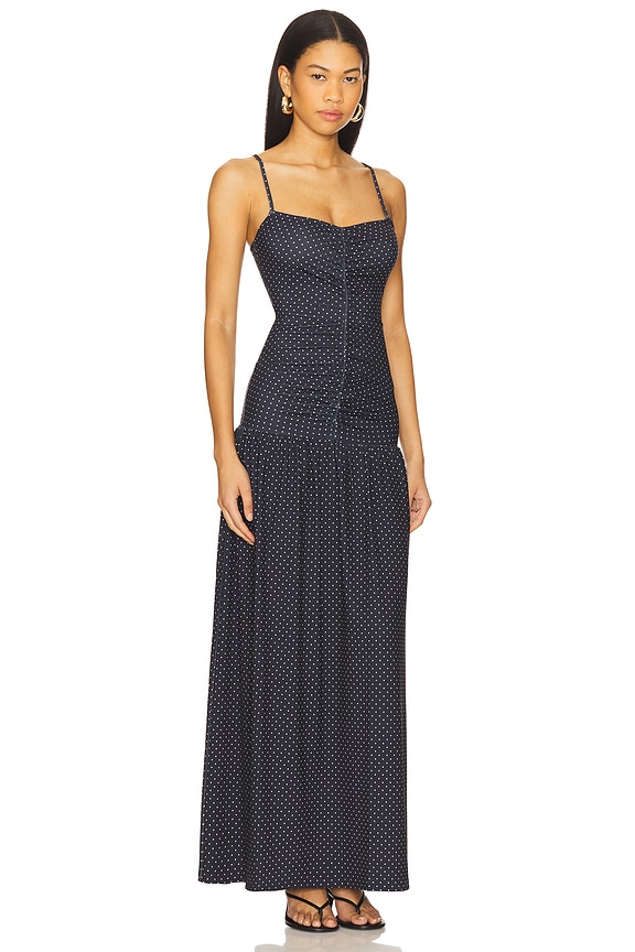 view 2 of 4 Ruched Front Scoop Maxi Dress in Navy & White Mult