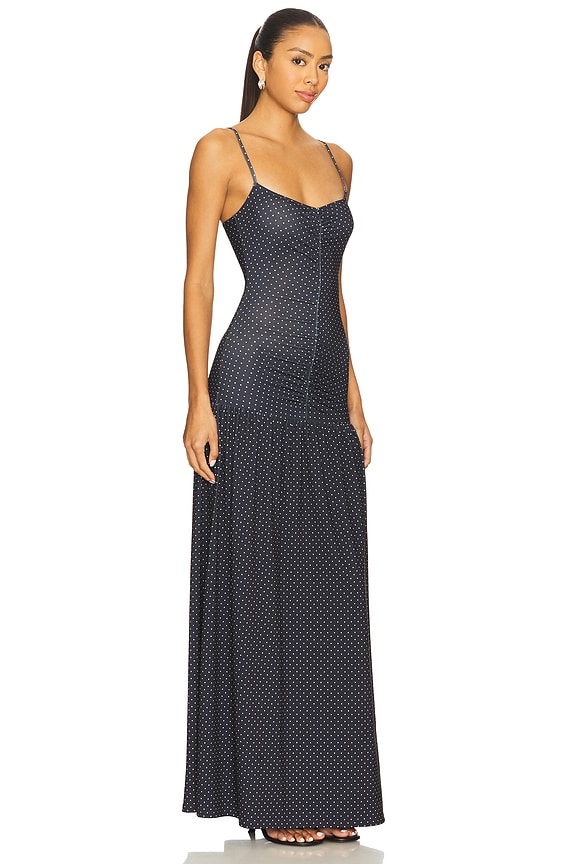 view 2 of 4 Ruched Front Scoop Maxi Dress in Navy & White Multi
