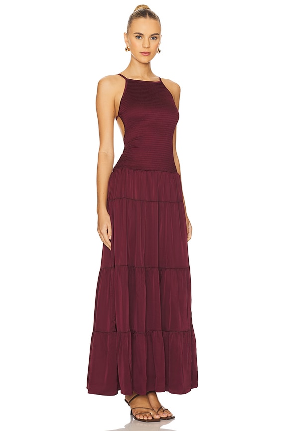 view 2 of 3 Smocked Drop Waist Maxi Dress in Plum