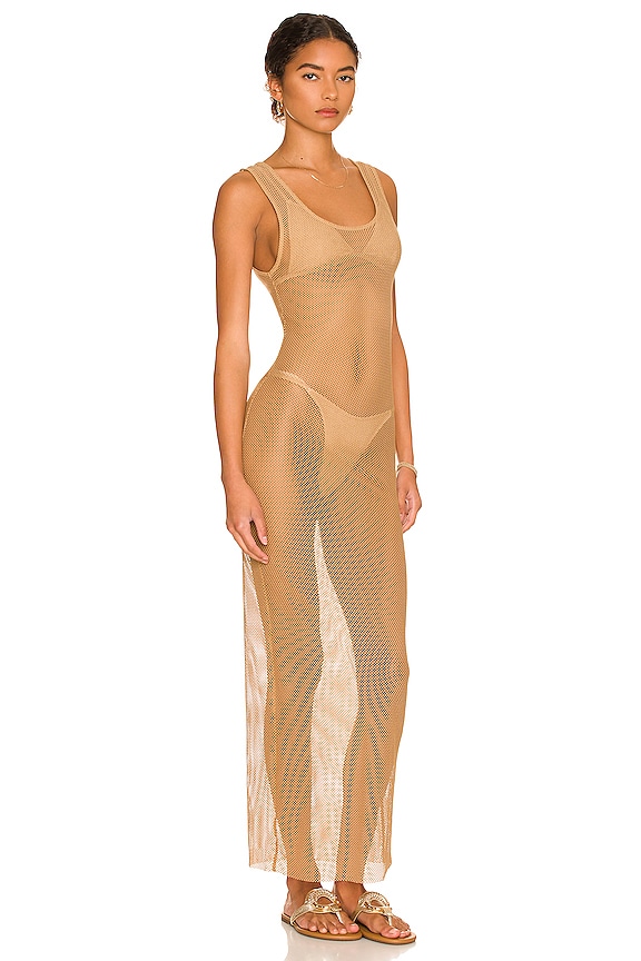 view 2 of 3 Fishnet Maxi Dress in Tan