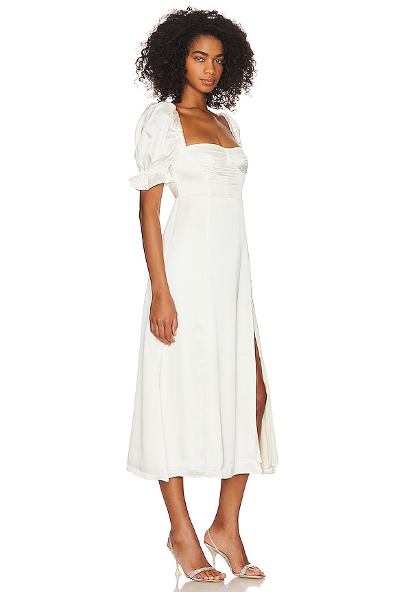 view 2 of 3 Puff Sleeve Midi Dress in Whisper White