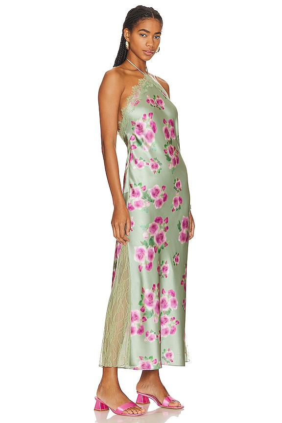 view 2 of 3 Lace Halter Maxi Dress in Sage Multi