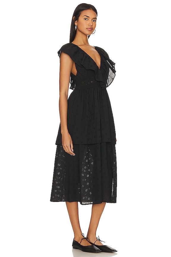 view 2 of 3 VESTIDO MIDI CON VOLANTES in Eyelet Black