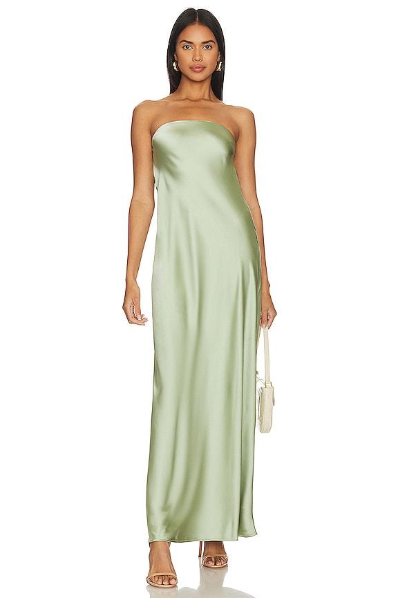 view 2 of 4 VESTIDO LARGO SEDOSO SIN TIRANTES in Sage