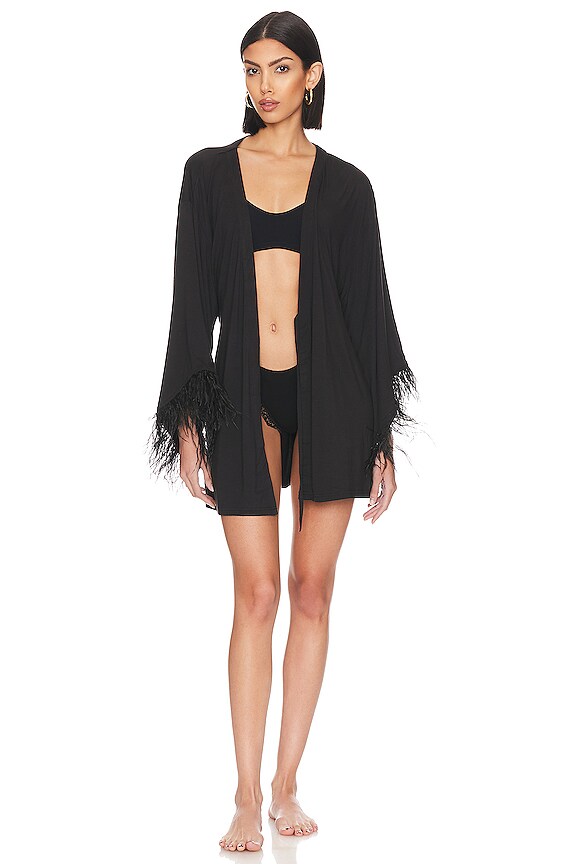 view 2 of 4 Feather Robe in Black & Black Feathers